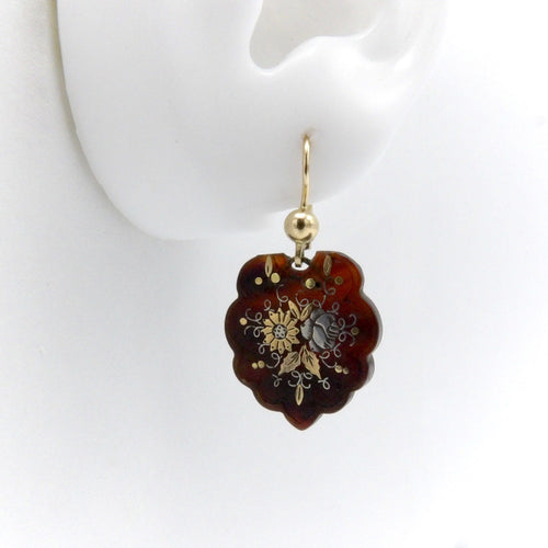Boucles d'oreilles Époque victorienne - Boucles d’oreilles pendantes en piqué, or 14 carats et argent 58 Facettes