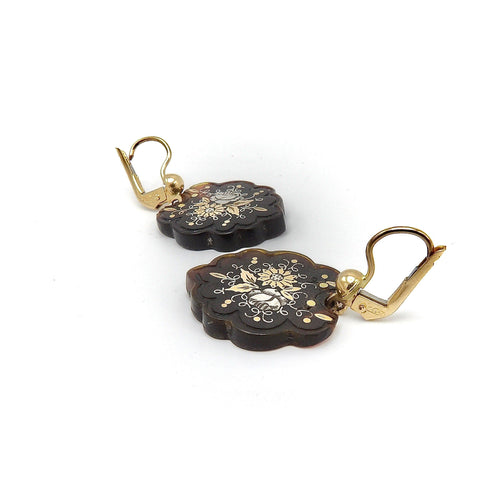 Boucles d'oreilles Époque victorienne - Boucles d’oreilles pendantes en piqué, or 14 carats et argent 58 Facettes