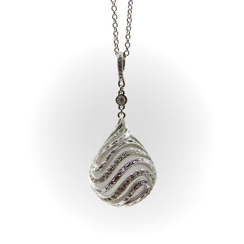 Collier Collier pendentif goutte en or blanc 18K, diamants et cristal de roche 58 Facettes A10029