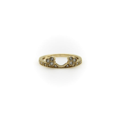 Bague 54 Bague alliance contournée en or jaune 14K avec diamants 58 Facettes