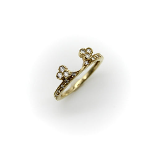 Bague 54 Bague alliance contournée en or jaune 14K avec diamants 58 Facettes