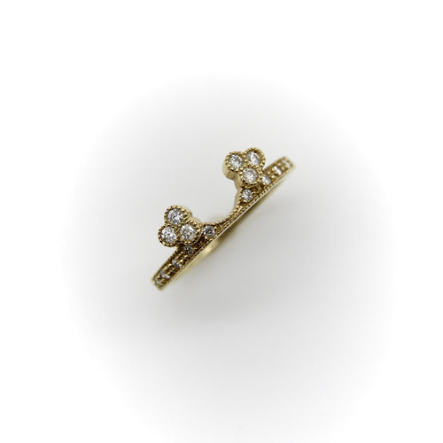 Bague 54 Bague alliance contournée en or jaune 14K avec diamants 58 Facettes