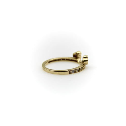 Bague 54 Bague alliance contournée en or jaune 14K avec diamants 58 Facettes