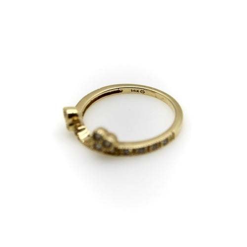 Bague 54 Bague alliance contournée en or jaune 14K avec diamants 58 Facettes