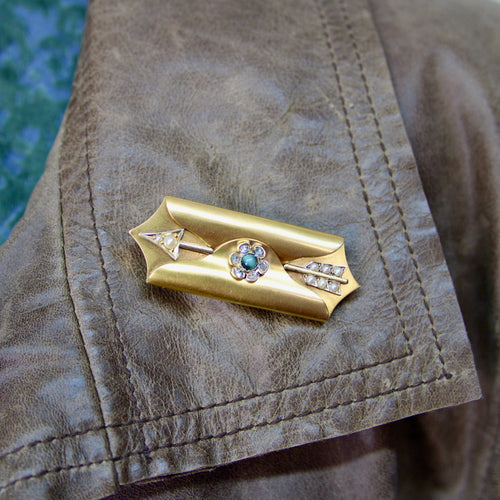 Pendentif Broche médaillon de deuil en forme d’enveloppe en or 14k, diamants et perles 58 Facettes