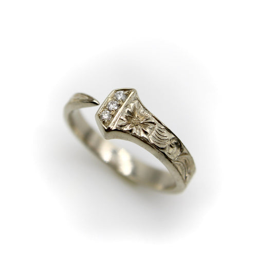Bague 54 L. Fritzsche and Co. - Bague clou porte-bonheur en or blanc 14k et diamants 58 Facettes