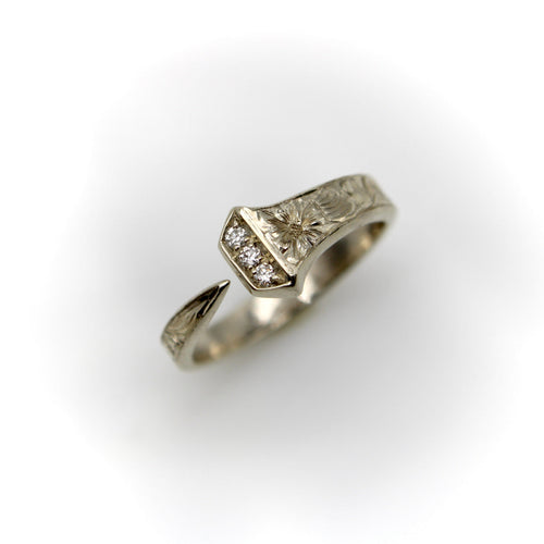 Bague 54 L. Fritzsche and Co. - Bague clou porte-bonheur en or blanc 14k et diamants 58 Facettes