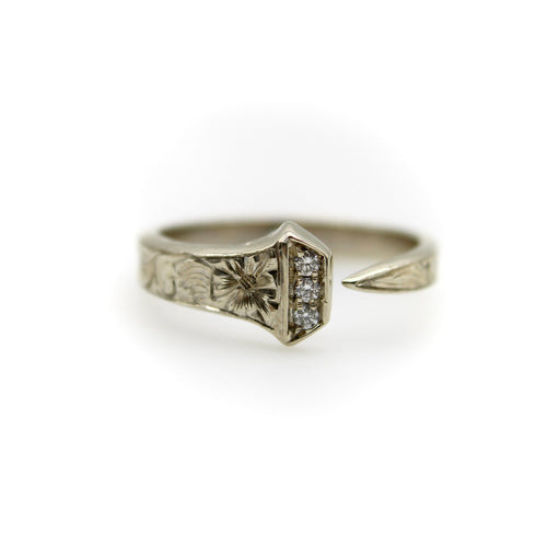 Bague 54 L. Fritzsche and Co. - Bague clou porte-bonheur en or blanc 14k et diamants 58 Facettes