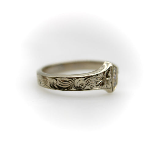 Bague 54 L. Fritzsche and Co. - Bague clou porte-bonheur en or blanc 14k et diamants 58 Facettes