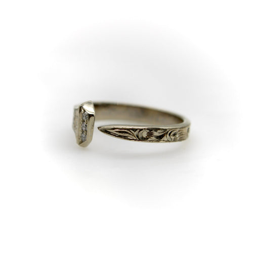 Bague 54 L. Fritzsche and Co. - Bague clou porte-bonheur en or blanc 14k et diamants 58 Facettes