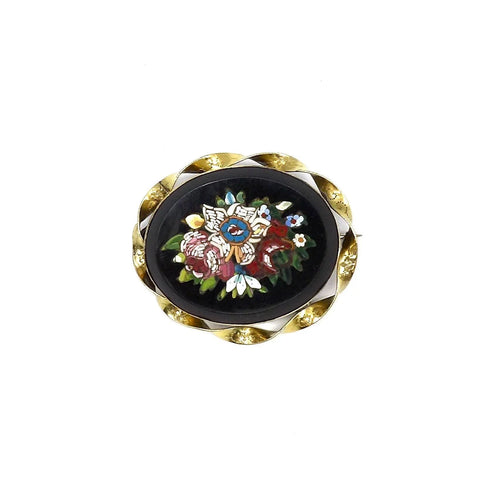 Broche Broche victorienne micro-mosaïque florale 58 Facettes