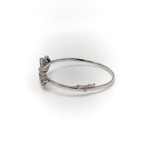 Bracelet Art déco - Bracelet en or blanc 14K avec diamant et saphirs 58 Facettes