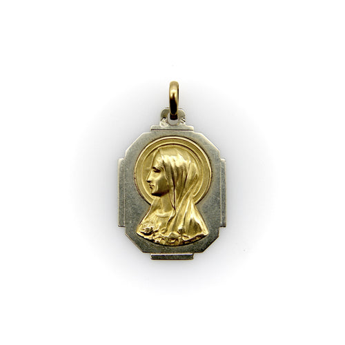 Pendentif Art déco français - Pendentif Vierge Marie en or 18 carats bicolore 58 Facettes A10032