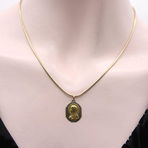 Pendentif Art déco français - Pendentif Vierge Marie en or 18 carats bicolore 58 Facettes A10032