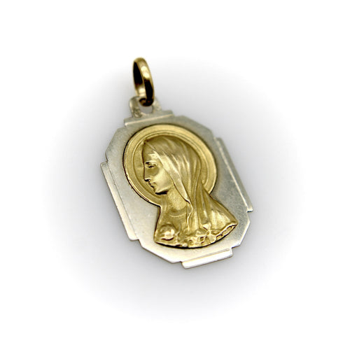Pendentif Art déco français - Pendentif Vierge Marie en or 18 carats bicolore 58 Facettes A10032