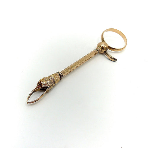 Boucles d'oreilles Époque victorienne - Clip mécanique tête d’aigle en or 14 ct 58 Facettes
