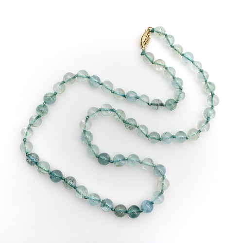 Collier Collier vintage - Perles d’aigue-marine nouées avec fermoir en or 14K 58 Facettes