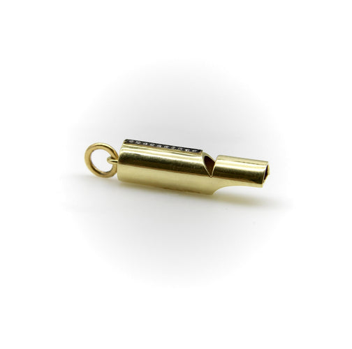 Sifflet signature en or 18k avec ligne de diamants et perle 58 Facettes A2003S