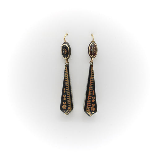 Boucles d'oreilles Boucles d’oreilles pendantes victoriennes en piqué, or 14 carats 58 Facettes