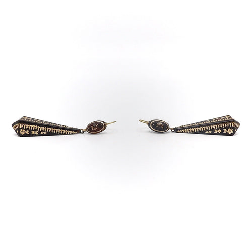 Boucles d'oreilles Boucles d’oreilles pendantes victoriennes en piqué, or 14 carats 58 Facettes