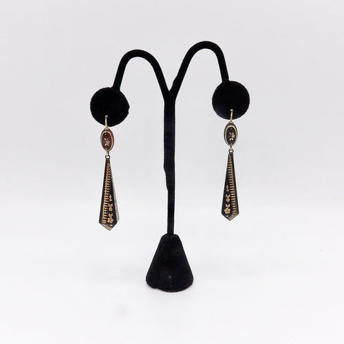 Boucles d'oreilles Boucles d’oreilles pendantes victoriennes en piqué, or 14 carats 58 Facettes