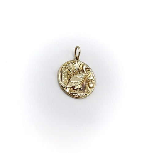 Pendentif 14K - Pendentif charm médaillon en or jaune, vautour Nekhbet 58 Facettes