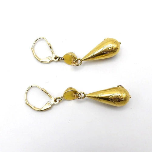 Boucles d'oreilles Etruscan Revival - Boucles d’oreilles pendantes en or jaune 14 ct et 18 ct améthystes 58 Facettes