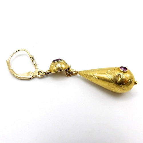 Boucles d'oreilles Etruscan Revival - Boucles d’oreilles pendantes en or jaune 14 ct et 18 ct améthystes 58 Facettes