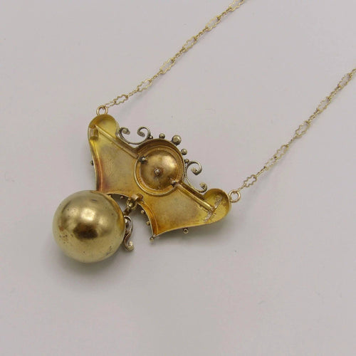 Collier Collier pendentif revival étrusque en or jaune et or rose 14 carats 58 Facettes