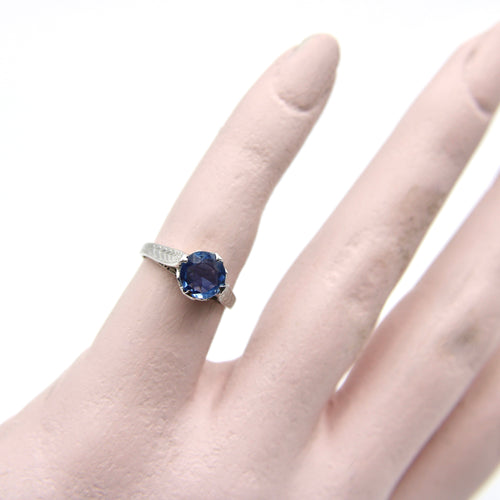 Bague 48 Bague Art déco en or blanc 14K avec saphir naturel 58 Facettes