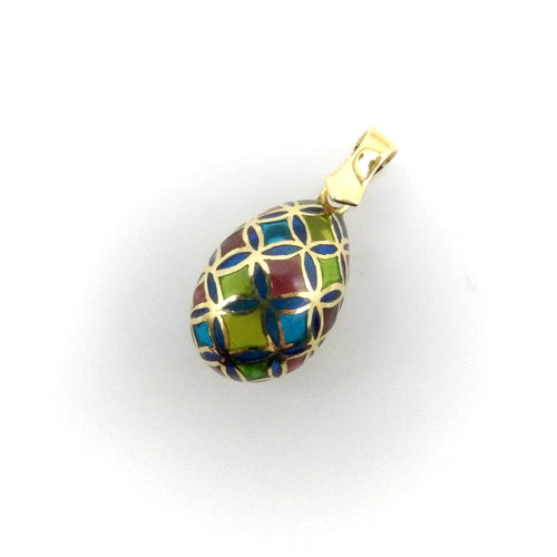 Pendentif Pendentif œuf plique-à-jour italien en or jaune 18k 58 Facettes