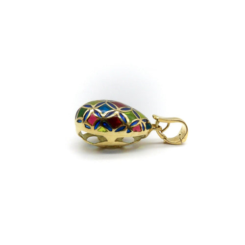 Pendentif Pendentif œuf plique-à-jour italien en or jaune 18k 58 Facettes