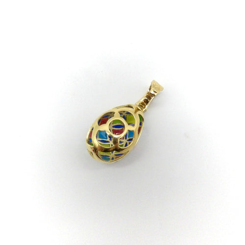 Pendentif Pendentif œuf plique-à-jour italien en or jaune 18k 58 Facettes