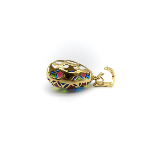 Pendentif Pendentif œuf plique-à-jour italien en or jaune 18k 58 Facettes