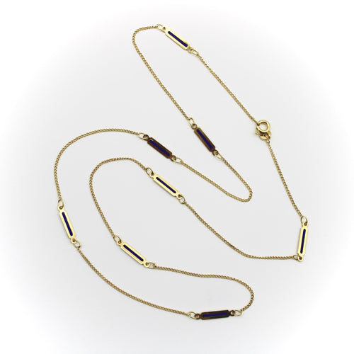 Collier UnoAErre - Collier vintage en or 14K à plique-à-jour bleue 58 Facettes