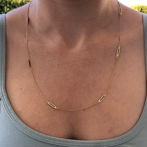 Collier UnoAErre - Collier vintage en or 14K à plique-à-jour bleue 58 Facettes