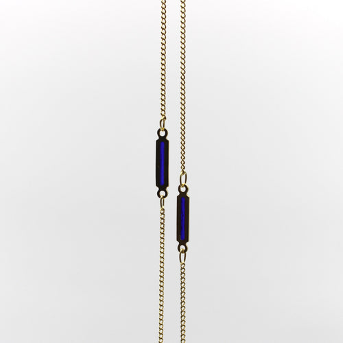 Collier UnoAErre - Collier vintage en or 14K à plique-à-jour bleue 58 Facettes