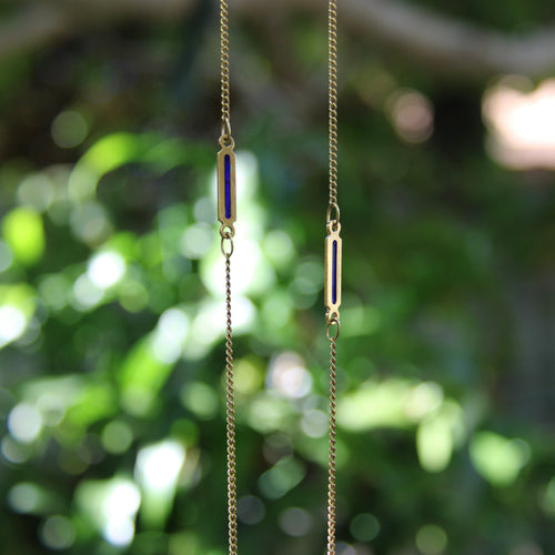 Collier UnoAErre - Collier vintage en or 14K à plique-à-jour bleue 58 Facettes