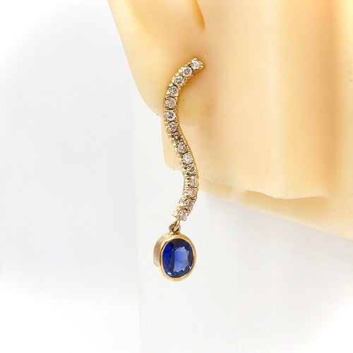 Boucles d'oreilles Boucles d'oreilles pendantes vintage - Or 14K, saphirs et diamants 58 Facettes