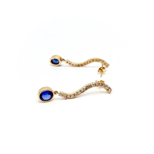 Boucles d'oreilles Boucles d'oreilles pendantes vintage - Or 14K, saphirs et diamants 58 Facettes