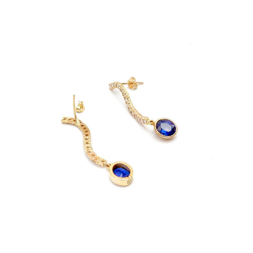 Boucles d'oreilles Boucles d'oreilles pendantes vintage - Or 14K, saphirs et diamants 58 Facettes