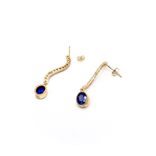 Boucles d'oreilles Boucles d'oreilles pendantes vintage - Or 14K, saphirs et diamants 58 Facettes