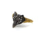 Bague 58 Bague tête de renard vintage en or 14k, diamants et rubis 58 Facettes