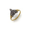 Bague 58 Bague tête de renard vintage en or 14k, diamants et rubis 58 Facettes