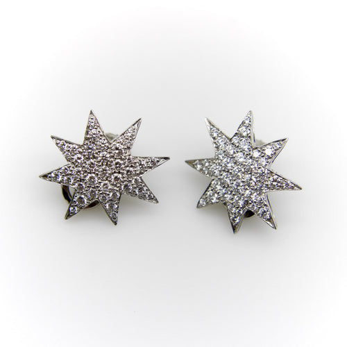 Boucles d'oreilles Oscar Heyman - Boucles d’oreilles étoiles pavées de diamants en platine 58 Facettes A10006