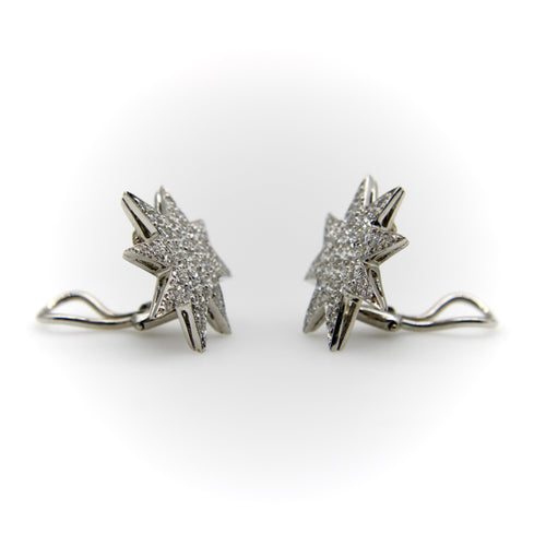 Boucles d'oreilles Oscar Heyman - Boucles d’oreilles étoiles pavées de diamants en platine 58 Facettes A10006