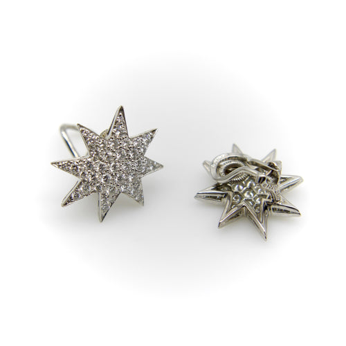 Boucles d'oreilles Oscar Heyman - Boucles d’oreilles étoiles pavées de diamants en platine 58 Facettes A10006