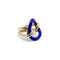 Bague 52 Bague vintage nœud d’amoureux en or jaune 14 carats et émail bleu 58 Facettes