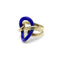 Bague 52 Bague vintage nœud d’amoureux en or jaune 14 carats et émail bleu 58 Facettes