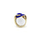 Bague 52 Bague vintage nœud d’amoureux en or jaune 14 carats et émail bleu 58 Facettes